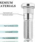 Close-up of a steel lug stud with galvanized surface, part of 5 Pack M12x1.50 Wheel Stud Kit Steel Lug Stud Replacement For Acura And Honda Cars Heavy Duty Wheel Fasteners 610 269 90113S5H005 Compatible Premium Grade Construction For Long Lasting Reliability And Easy Install