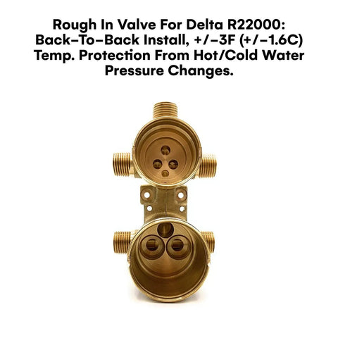 Integrated Diverter Rough In Valve For Showers And Sinks Solid Brass Built To Last Leak Proof Durability Easy Back To Back Install Pressure Balance Temperature Control Shower Diverter Valve Undermount Sink Setup Shower Head Splitter.