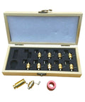 Pro Grade Metal Watch Repair Kit With Mainspring Winder in wooden box, ideal for precise adjustments and maintenance.