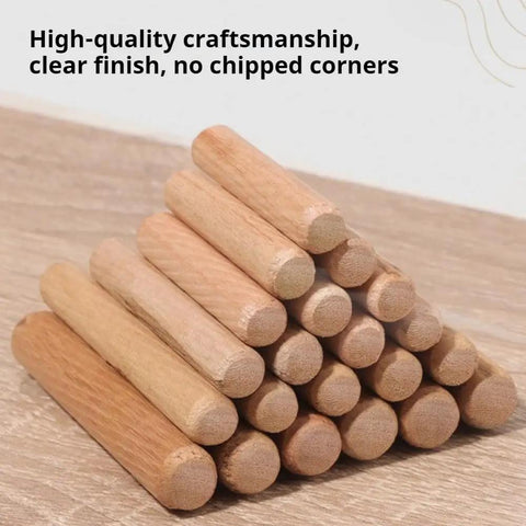 Five Size Hardwood Wood Dowels Set M5 M6 M8 M10 M12 Beveled Ends Fluted Pins For Woodworking Crafts And Furniture DIY Projects 100 Pcs
