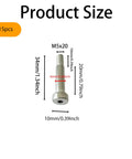 Product size of 15 Piece Premium 304 Stainless Steel Hex Socket Shoulder Screws M5 Point Eight Thread Twenty Millimeter Length.