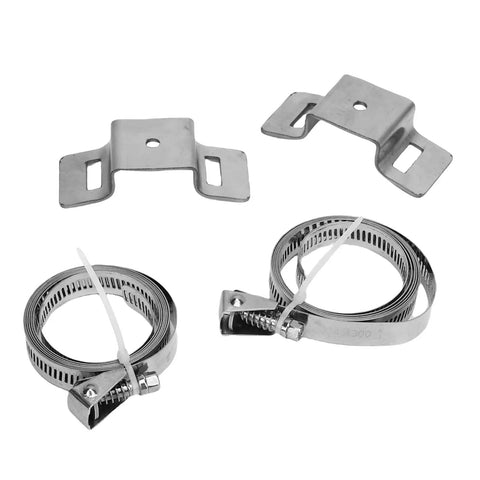 Heavy Duty Sign Mounting Brackets For Large Poles, Adjustable Street Sign Hardware with Rugged Pole Clamps and Round Bracket Kit