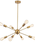 Gold Sputnik Chandelier 8 Light Modern Ceiling Fixture For Dining Room Living Room Kitchen Island With Adjustable Rods