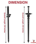 Kiritos Dark Repulser Elucidator Dual Sword Set With Back Sheath, shown at 30 inches in length, stainless steel blades.