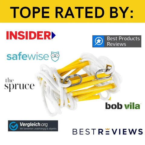 Emergency Fire Escape Ladder For 4 Story Homes 32 Feet Reach with carabiners and reviews by top brands