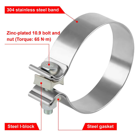 Badass 4 Inch Exhaust Clamp Pair 4 Narrow Band Muffler Clamps Built From Premium 304 Stainless Steel For Sliding Pipe Sections Together Without Any Sweat Creates A Rock Solid Seal On Every Muffler Or Catalyst Hookup Fast