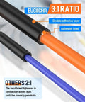 Pro Grade Heat Shrink Tubing Kit With Adhesive Lined Marine Grade Waterproof showing black tubing with orange and blue cores