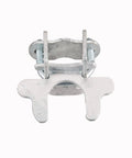 Front view of Chain Link Fence Kennel Gate Latch One Three Eighths Inch For Dog Kennels And Panels, galvanized steel butterfly latch.