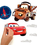 Hand applying Disney Pixar Cars 2 peel and stick wall decals vinyl for smooth surfaces removable and repositionable no sticky residue