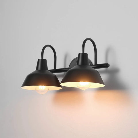 Dope Dark Academia Matte Black 3-Piece Bathroom Set With 15.5 Inch 2-Light Vanity Light fixture on wall, bulbs not included