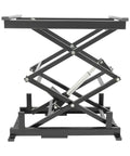 Sturdy Scissor Lift Table With Remote control Adjustable Platform Handles 180 Lbs side view showing scissor mechanism and sturdy frame.