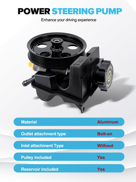 Power Steering Pump With Pulley And Reservoir For Ford Focus 2006 2007 2008 2009 2010 2011 Transit Connect 2010 2011 2.0L 2.3L 2.5L N7120153 20-74326 6S4Z3A674A 7S4Z3A674A