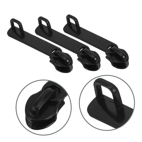 Black Zipper Replacement Kit For Luggage And Travel Bags No Fuss Easy Puller Repair Set With Slider TSA Approved Locks