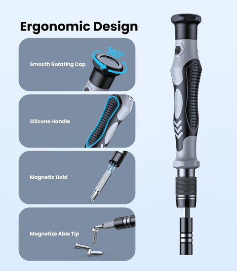 Ergonomic design of 115-In-1 Precision Screwdriver Set With Pro-Grade Magnetic Bits For Phone Computer Watch Laptop MacBook Eyeglasses And Electronics Repair Kit Must-Have Compact Mini Tool Kit With Over 100 Bits AXTH