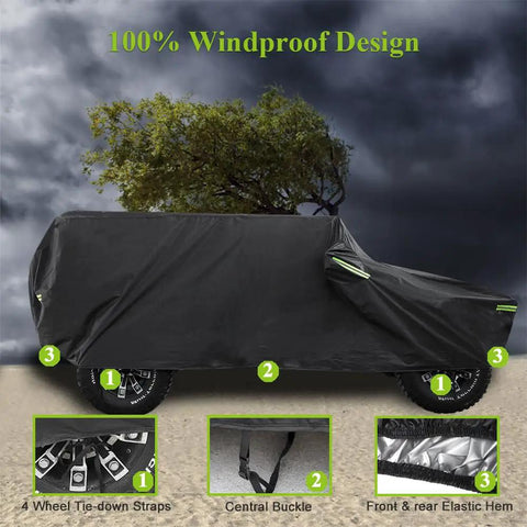Waterproof All Weather Jeep Wrangler Cover For 2 Door Models 1987 To 2026 outdoor sun rain wind snow dustproof with driver door zipper black