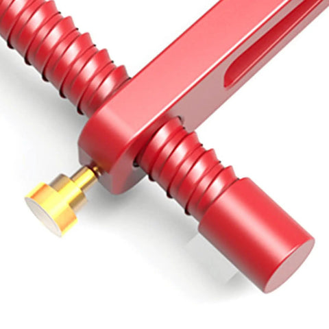 Close-up of 20mm Dog Clamp Set With Protective Pads Red Aluminum Alloy Table Clamp For Woodworking Benches Quick Setup Positioning Pins