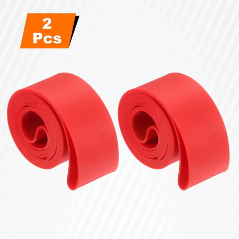 Two Pack 16 Inch TPU Rim Strips Puncture Proof Tire Liner For Mountain And Road Bikes, shown in red color