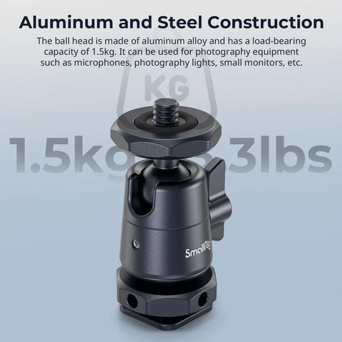 Two Pack Pro Grade Mini Ball Head With One Quarter Inch Screw And Removable Shoe Mount, 360 Degree Rotating Aluminum Tripod Head