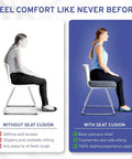 Comparison image showing posture with and without Extra Large Memory Foam Seat Cushion for Recliner, Wheelchair, Office Chair.