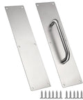 16 Inch Stainless Steel Door Handle Pull Push Set In Silver, Rust-Resistant And Durable, Easy Install, No-Fuss Setup For Quick Replacement, Heavy-Duty Hardware For Interior And Exterior Doors, Sleek Modern Lever Style For Everyday Use. 2-piece silver stainless steel door pull set with screws