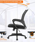 Top Shelf Ergonomic Mid Back Office Chair Featuring A Stay Cool Mesh Design Rock Solid Lumbar Support Fully Adjustable Height And Smooth Glide Casters For Serious All Day Comfort And Built Different Desk Vibes In Black showing tension control features.