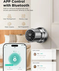 Big Time Smart Door Knobs Deliver Lightning Fast 0.3 Second Fingerprint Login And App Controlled Keyless Entry Automated Deadbolt Lock No Hassle Install For Homes And Rentals, shown with mobile app controls.