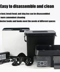 Electric Automatic Portafilter Cleaner And Knock Box With 58mm Mount Packing Double Scraper Tools Plus Fine Brush for easy disassembly and cleaning.