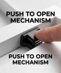 Push to open mechanism of Top Tier Aluminum Access Panel For Drywall Featuring No Sweat Push To Open Flush Mount Latch.