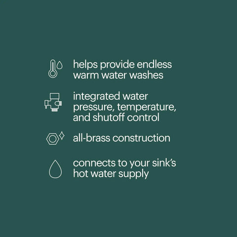 Features of Hot Cold Bidet Mixing Valve Upgrade Kit with pro-grade adjustable brass core valve and shutoff.