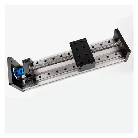 Sliding Stage With Coupling Travel 100 To 500mm SFU1204 Ballscrew Linear Guide MGR12 Built Rock Solid For Precise Motion Control In CNC Automation And Lab Projects, aluminum stage with blue coupling