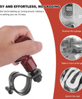 A person holding a Woodgrain Steering Wheel Spinner Knob With Ergonomic Grip For No Fuss Easy Turn Assist Power Handle Smooth On The Wheel Universal Accessory For Cars Trucks Semi Trailers And Boats, with a close-up of the attachment mechanism.