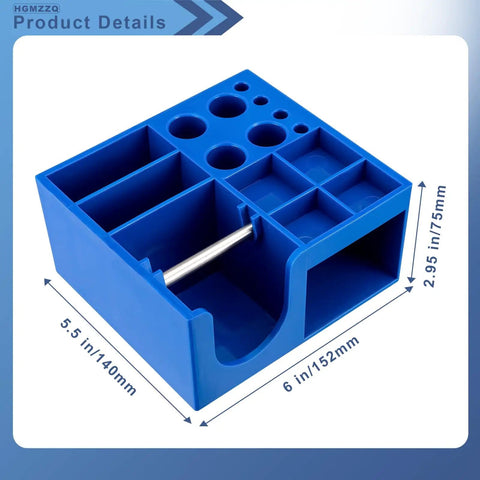 Non Slip Solder Holder And Dispenser Reel Stand With Anti Skid Feet For Secure Storage Made of Blue Durable Plastic with Compartments
