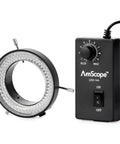LED Ring Light For Microscope With 144 LEDs, Adjustable Brightness, Shadow Free Illumination, 64mm Inner Mount, 4 Inch Outer Ring, Includes Adapter, 100,000 Hour Lifespan, Perfect For Slides, Micro Detailing, And Lab Work, with control box
