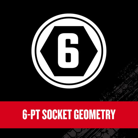 Icon of 6-point socket geometry for V Series 3 8 Inch Drive Socket Set, 18 Piece, Shallow Metric Sockets, 6 Point, Off Corner Design.