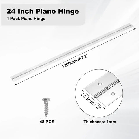 Rock Solid Heavy Duty Continuous Piano Hinge 47 By 2 Inches Crafted From Top Tier 304 Stainless Steel Built Tough for cabinet doors.