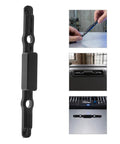 Universal Luggage Handle Replacement Button For Telescopic Suitcase Trolley Handles showing black repair button with installation examples.