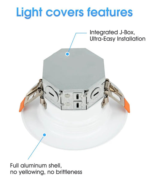 ZYC Oil-Rubbed Bronze 4 Retrofit LED Recessed Lighting, 4 Inch 8 Pack 5CCT Anti-Glare LED Downlight showing J-Box design.