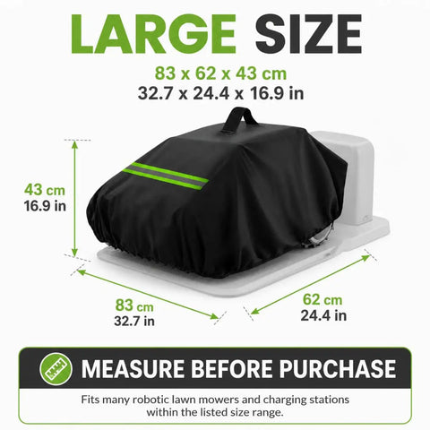 Heavy Duty Robot Lawn Mower Cover Built For Outdoor Garage Storage No Sweat Weatherproof Dock Shelter, large size 83x62x43 cm.