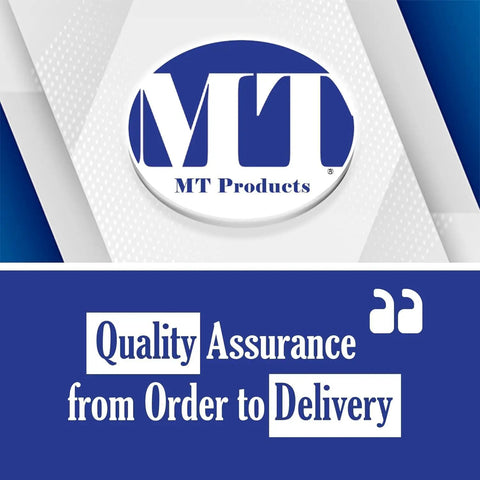 Logo of MT Products with the text 'Quality Assurance from Order to Delivery' on a blue and white background.