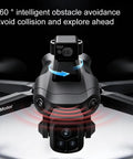 Top view of GPS Drone With 8K Camera For Adults, 360 Degree Obstacle Avoidance feature with visible sensors and design.