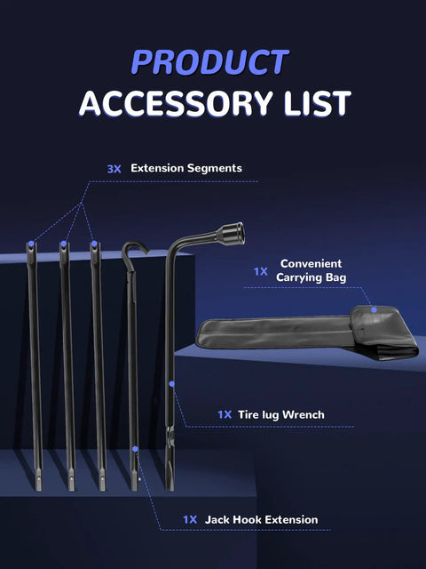 Spare Tire Tool Kit With Jack Handle And Lug Wrench For Ram 1500 And Gladiator 2003 To 2021 with accessory list in image