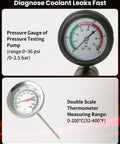 Pressure gauge and thermometer from Heavy Duty 18 Piece Radiator Pressure Pump And Cooling System Leak Test Kit.