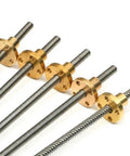 Beefed Up Lead Screw For 3D Printer With Copper Nut, 304 Stainless Steel Trapezoidal Thread, showing multiple screws with nuts