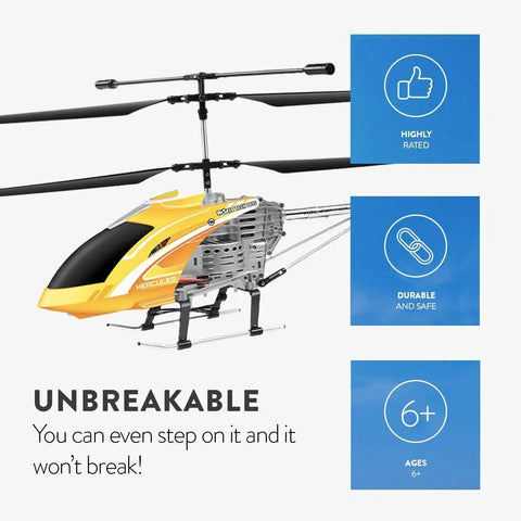 Unbreakable Gyro RC Helicopter With Three Point Five Channel Stability, Ultra Durable Polymer Frame For Indoor And Outdoor Flights, Red Edition