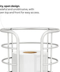 Freestanding Toilet Paper Storage Stand For Mega Rolls, No-Fuss Organizer, polished chrome wire finish, roll in holder.