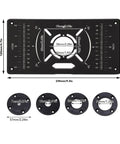 Dead Nuts Accurate Aluminum Router Table Insert Plate With Slick Inch And Centimeter Grid Markings Quick Swap Flip Board for woodworking, dimensions shown.