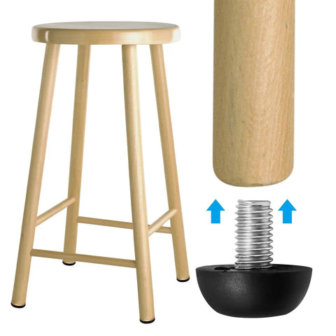 24 Pack Adjustable Outdoor Furniture Leg Levelers 8mm By 1.25 M8 Stainless Steel Screw In Feet With Non Marking Nylon Base Easy Install