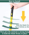 Installation of 15 Inch Pick Mattock Hoe With Fiberglass Handle Heavy Duty Forged Weeding Tool for Digging and Gardening
