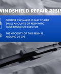 Windshield Repair Kit Two Bottles Of Glass Chip And Crack Repair Liquid For All Glass Types Fast DIY Fix For Windshields Windows Mirrors And Glasses With Easy Application label highlighting resin application instructions