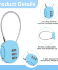 Product details of Eight Pack 3 Digit Combination Wire Locks For Luggage, Gym Lockers, Backpacks And Suitcases, highlighting blue lock features.